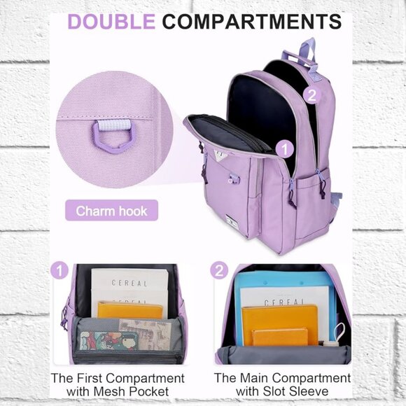 NWT! 18L Lightweight Water-resistant Backpack w/Two Sections & Bottle Pockets - Picture 4 of 16